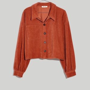 Madewell Knit Corduroy Crop Shirt-Jacket in warm umber - women’s XL
